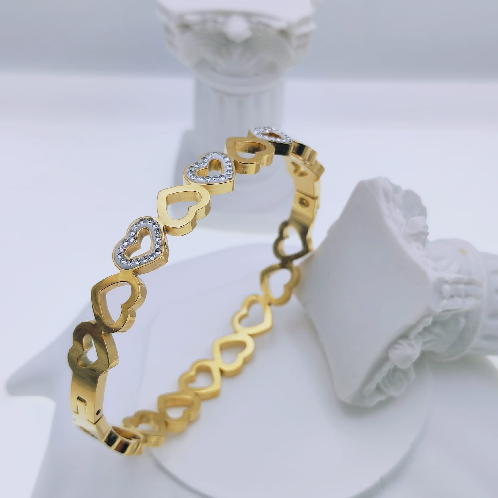 Joint Hearts Bangle Bracelet